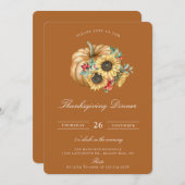 パンプキ素朴ンフローラ感謝祭ディナー 招待状 (正面/裏面)