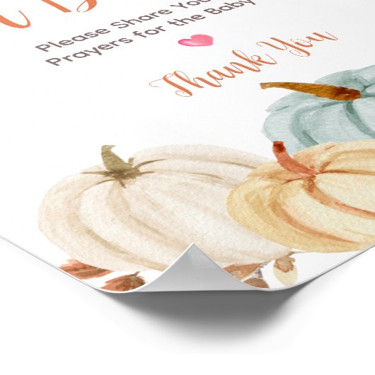 パンプキ素朴ンフローラ祈りの言葉ベビー標識 ポスター (角)