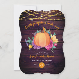 パンプキ素朴ンベビーシャワー水彩秋モダン 招待状