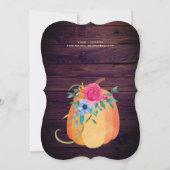 パンプキ素朴ンベビーシャワー水彩秋モダン 招待状 (裏面)