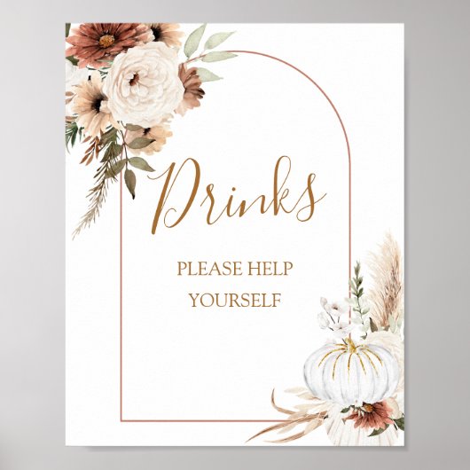 パンプキ素朴ンボホ秋インラブドリンクサイン ポスター (正面)