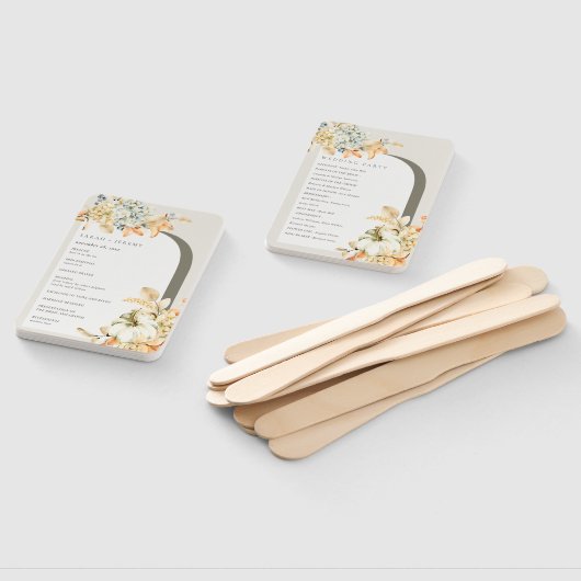 パンプキ素朴ンリーフィーフローラアーチ結婚式 プログラム ハンドファン (組立なし)