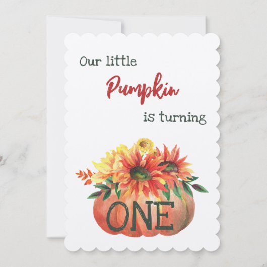パンプキ素朴ンワンフローラ秋第1誕生日 招待状 (裏面)