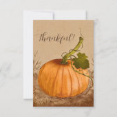 パンプキ素朴ンヴィンテージ格子感謝 サンキューカード (正面)