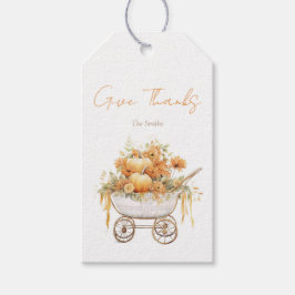 パンプキ素朴ン台車水彩長方形ラベル ギフトタグ