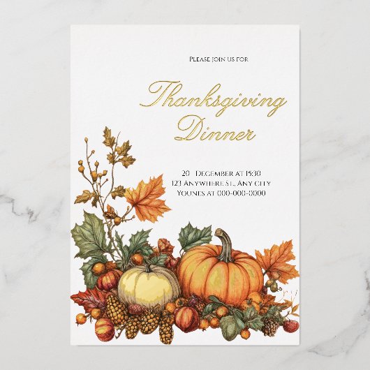 パンプキ素朴ン感謝祭パーティー 箔招待状 (正面)