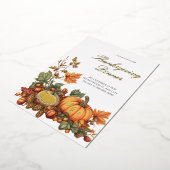 パンプキ素朴ン感謝祭パーティー 箔招待状 (回転した状態)