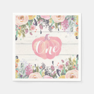 パンプキ素朴ン最初の誕生日水の色フローラ スタンダードカクテルナプキン