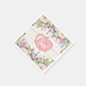 パンプキ素朴ン最初の誕生日水の色フローラ スタンダードカクテルナプキン (角)