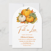 パンプキ素朴ン燃えたオレンジ色の秋イン結婚ラブ 招待状 (正面)