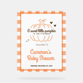 パンプキ素朴ン男の子と女の子の赤ちゃんシャワーへようこそ アクリルサイン