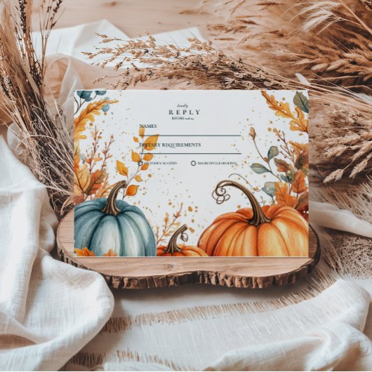 パンプキ素朴ン秋の結婚式 出欠カード