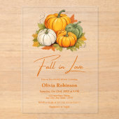 パンプキ素朴ン秋インラブブライダルシャワー アクリル招待状 (正面)