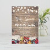 パンプキ素朴ン秋カントリーブルゴーニュ赤ちゃんシャワー 招待状 (スタンド正面)