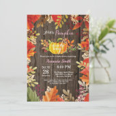 パンプキ素朴ン秋ガールベビーシャワー招待状 招待状 (スタンド正面)