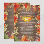 パンプキ素朴ン秋ガールベビーシャワー招待状 招待状 (正面/裏面)