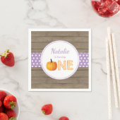 パンプキ素朴ン秋ファーストバースデーパーティーパープル スタンダードカクテルナプキン (インサイチュ)