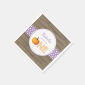 パンプキ素朴ン秋ファーストバースデーパーティーパープル スタンダードカクテルナプキン (角)