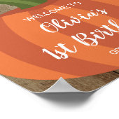 パンプキ素朴ン秋ファースト誕生日ウェルカムサイン ポスター (角)