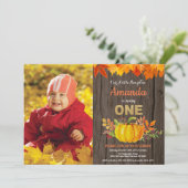 パンプキ素朴ン秋ファースト誕生日金ゴールド 招待状 (スタンド正面)