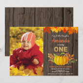 パンプキ素朴ン秋ファースト誕生日金ゴールド 招待状 (正面/裏面)