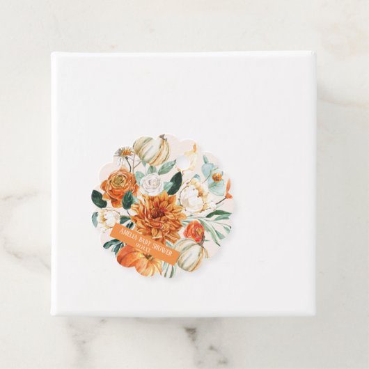 パンプキ素朴ン秋フローラ秋ベビーシャワー フェイバータグ (インサイチュ)