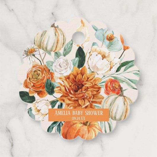 パンプキ素朴ン秋フローラ秋ベビーシャワー フェイバータグ (裏面)