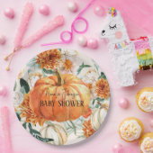 パンプキ素朴ン秋フローラ秋ベビーシャワー ペーパープレート (パーティー)