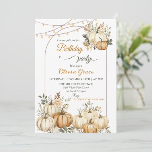 パンプキ素朴ン秋フローラ誕生日パーティー 招待状 (スタンド正面)