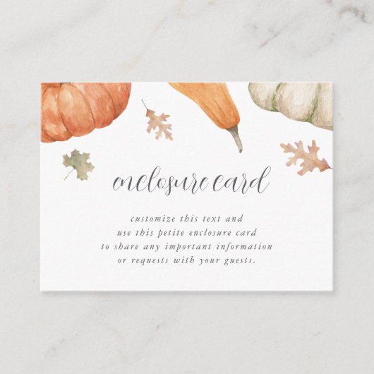 パンプキ素朴ン秋ベビーシャワー エンクロージャーカード (正面)