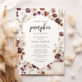 パンプキ素朴ン秋ワイルドフラワーベビーシャワー 招待状