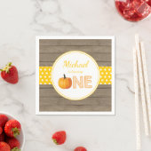 パンプキ素朴ン秋初誕生パーティーイエロー スタンダードカクテルナプキン (インサイチュ)