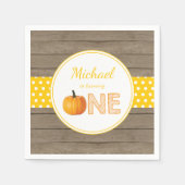 パンプキ素朴ン秋初誕生パーティーイエロー スタンダードカクテルナプキン (正面)