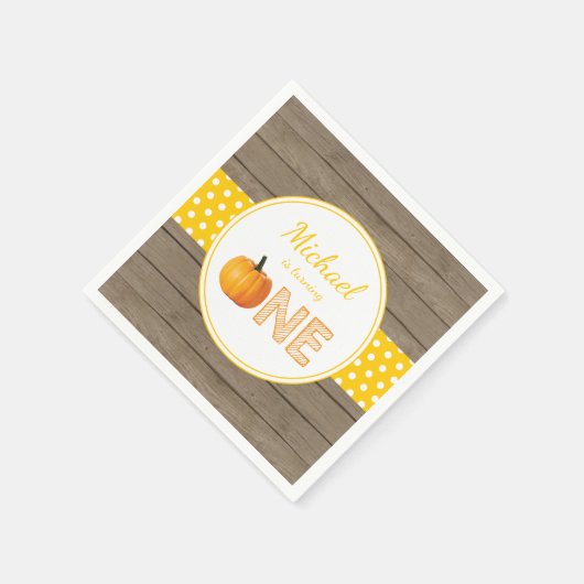 パンプキ素朴ン秋初誕生パーティーイエロー スタンダードカクテルナプキン (角)