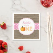 パンプキ素朴ン秋初誕生パーティーピンク スタンダードカクテルナプキン (インサイチュ)