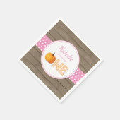 パンプキ素朴ン秋初誕生パーティーピンク スタンダードカクテルナプキン (角)