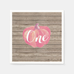 パンプキ素朴ン秋初誕生パーティーピンク スタンダードカクテルナプキン