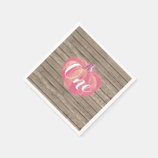 パンプキ素朴ン秋初誕生パーティーピンク スタンダードカクテルナプキン (角)