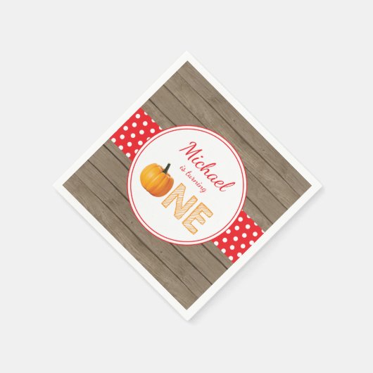 パンプキ素朴ン秋初誕生パーティーレッド スタンダードカクテルナプキン (角)