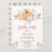パンプキ素朴ン秋素朴フローラ誕生日パーティー 招待状 (正面/裏面)