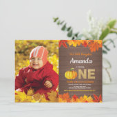 パンプキ素朴ン秋誕生日招待状金ゴールド 招待状 (スタンド正面)