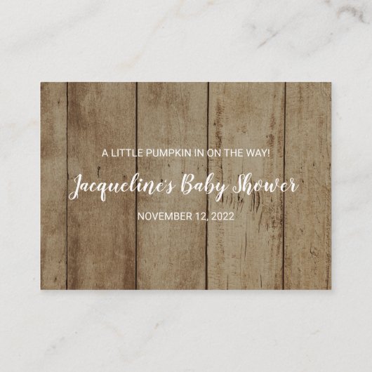 パンプキ素朴ン秋赤ちゃんシャワーブックリクエスト エンクロージャーカード (裏面)