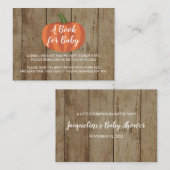 パンプキ素朴ン秋赤ちゃんシャワーブックリクエスト エンクロージャーカード (正面/裏面)