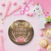 パンプキ素朴ン紙プレート秋シャワーウッド ペーパープレート (パーティー)