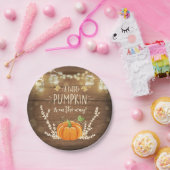 パンプキ素朴ン紙プレート秋シャワーウッド ペーパープレート (パーティー)