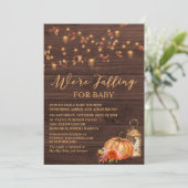 パンプキ素朴ン葉ウッドベビーシャワー招待状 招待状 (スタンド正面)