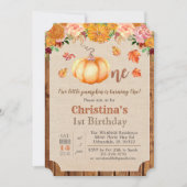 パンプキ素朴ン葉ズウッド1st誕生日招待状 招待状 (正面)