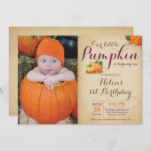 パンプキ素朴ン誕生日招待状ファースト・デイ 招待状 (正面/裏面)