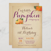 パンプキ素朴ン誕生日招待状ファースト・デイ 招待状 (正面/裏面)