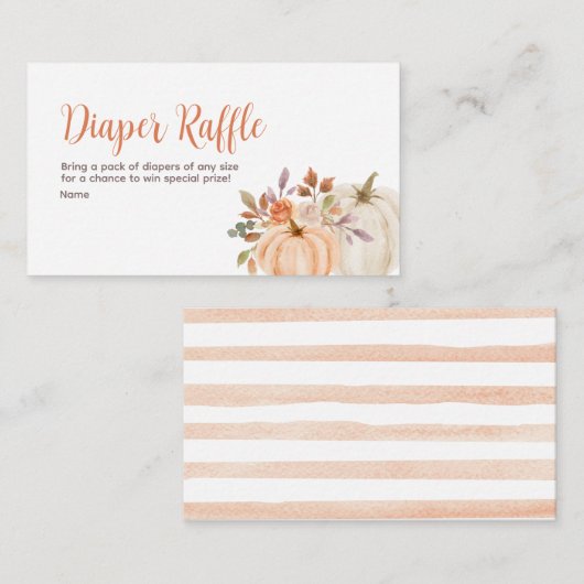 パンプキ素朴ン赤ちゃんシャワー – おむつラッフルカード エンクロージャーカード (正面/裏面)